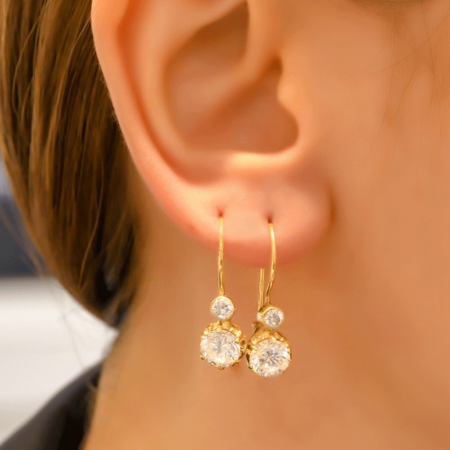 TAŞLI HALKA KÜPE 14 AYAR A044404 TAŞLI HALKA KÜPE 14 AYAR A044404