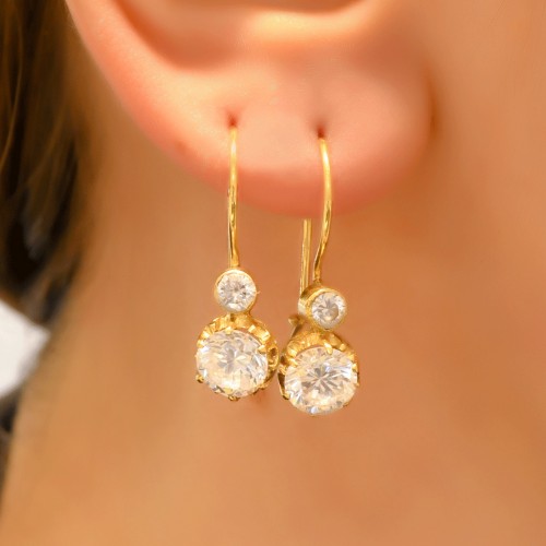 TAŞLI HALKA KÜPE 14 AYAR A044404 TAŞLI HALKA KÜPE 14 AYAR A044404