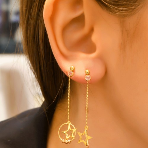 SALLANTILI DORİKALI YILDIZ KÜPE 14 AYAR A050245 SALLANTILI DORİKALI YILDIZ KÜPE 14 AYAR A050245