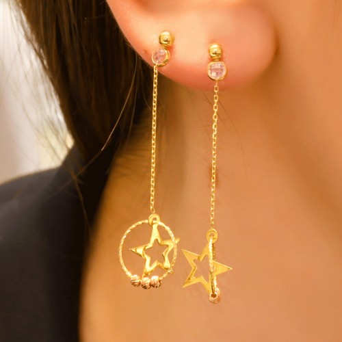 SALLANTILI DORİKALI YILDIZ KÜPE 14 AYAR A050245 SALLANTILI DORİKALI YILDIZ KÜPE 14 AYAR A050245