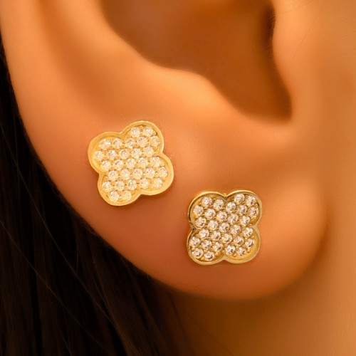 TAŞLI YONCA KÜPE 14 AYAR A057121 TAŞLI YONCA KÜPE 14 AYAR A057121