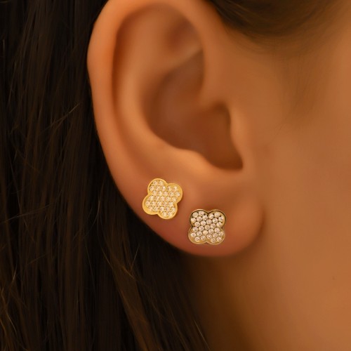 TAŞLI YONCA KÜPE 14 AYAR A057122 TAŞLI YONCA KÜPE 14 AYAR A057122