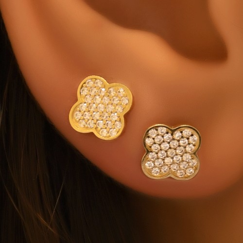 TAŞLI YONCA KÜPE 14 AYAR A057122 TAŞLI YONCA KÜPE 14 AYAR A057122