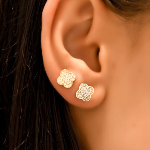 TAŞLI YONCA KÜPE 14 AYAR A057123 TAŞLI YONCA KÜPE 14 AYAR A057123