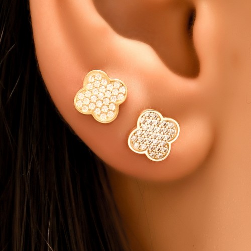 TAŞLI YONCA KÜPE 14 AYAR A057123 TAŞLI YONCA KÜPE 14 AYAR A057123