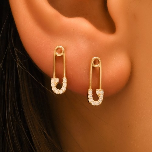 TAŞLI ATAÇ KÜPE 14 AYAR A057124 TAŞLI ATAÇ KÜPE 14 AYAR A057124