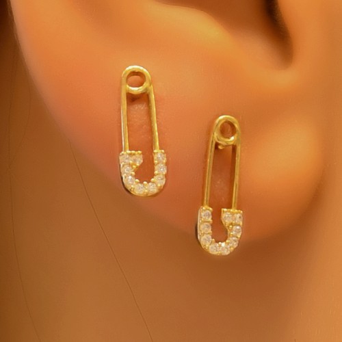 TAŞLI ATAÇ KÜPE 14 AYAR A057125 TAŞLI ATAÇ KÜPE 14 AYAR A057125