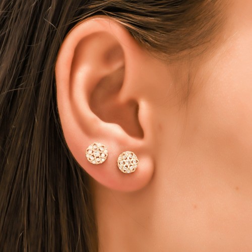 TAŞLI ÇİÇEK KÜPE 14 AYAR A057127 TAŞLI ÇİÇEK KÜPE 14 AYAR A057127