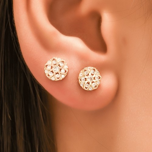 TAŞLI ÇİÇEK KÜPE 14 AYAR A057127 TAŞLI ÇİÇEK KÜPE 14 AYAR A057127