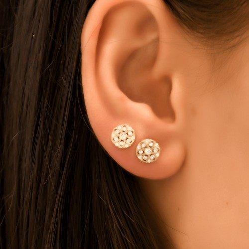 TAŞLI ÇİÇEK KÜPE 14 AYAR A057128 TAŞLI ÇİÇEK KÜPE 14 AYAR A057128