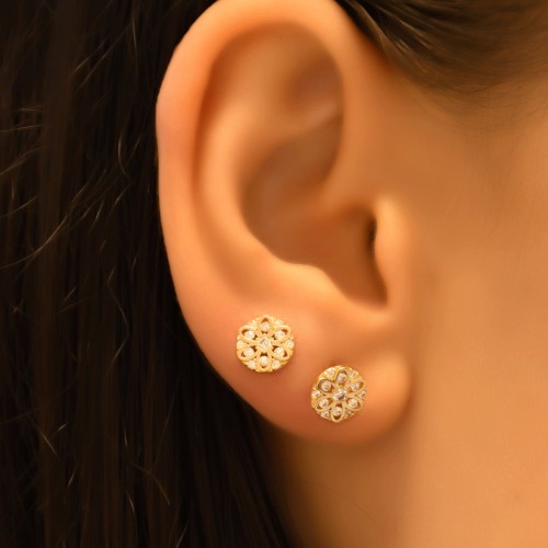 TAŞLI ÇİÇEK KÜPE 14 AYAR A057129 TAŞLI ÇİÇEK KÜPE 14 AYAR A057129