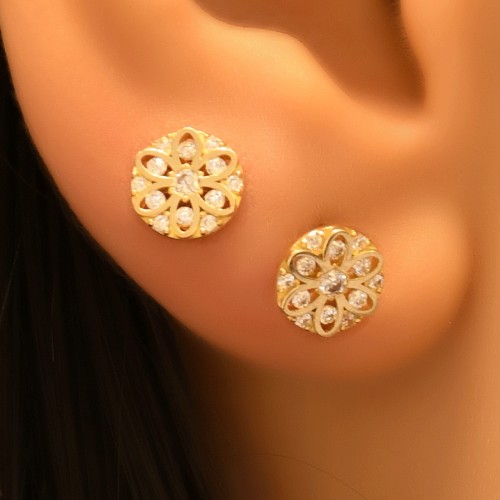 TAŞLI ÇİÇEK KÜPE 14 AYAR A057129 TAŞLI ÇİÇEK KÜPE 14 AYAR A057129