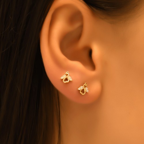 TAŞLI KALP SONSUZLUK KÜPE 14 AYAR A057136 TAŞLI KALP SONSUZLUK KÜPE 14 AYAR A057136