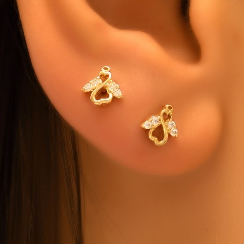 TAŞLI KALP SONSUZLUK KÜPE 14 AYAR A057136 TAŞLI KALP SONSUZLUK KÜPE 14 AYAR A057136