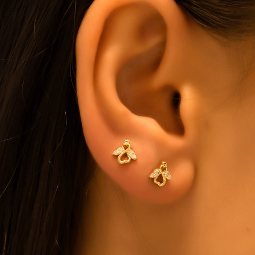 TAŞLI KALP SONSUZLUK KÜPE 14 AYAR A057138 TAŞLI KALP SONSUZLUK KÜPE 14 AYAR A057138