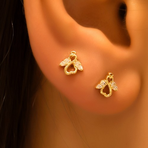 TAŞLI KALP SONSUZLUK KÜPE 14 AYAR A057138 TAŞLI KALP SONSUZLUK KÜPE 14 AYAR A057138