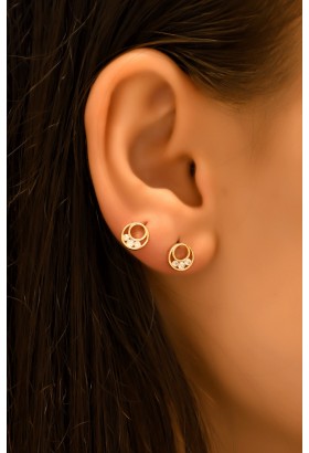 TAŞLI HİLAL KÜPE 14 AYAR A057144