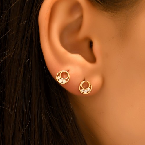 TAŞLI HİLAL KÜPE 14 AYAR A057144 TAŞLI HİLAL KÜPE 14 AYAR A057144