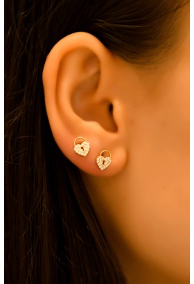 TAŞLI KALP KİLİT KÜPE 14 AYAR A057152 TAŞLI KALP KİLİT KÜPE 14 AYAR A057152