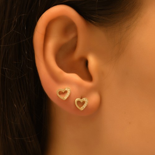 TAŞLI KALP KÜPE 14 AYAR A057167 TAŞLI KALP KÜPE 14 AYAR A057167