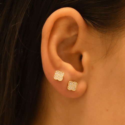 TAŞLI YONCA KÜPE 14 AYAR AT04382 TAŞLI YONCA KÜPE 14 AYAR AT04382