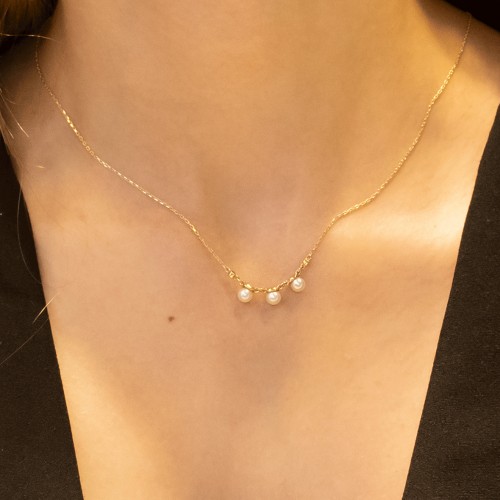 İNCİ TAŞLI KOLYE 14 AYAR ATS8038