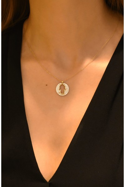 TAŞLI FATMA ANA ELİ KOLYE 14 AYAR A022002 TAŞLI FATMA ANA ELİ KOLYE 14 AYAR A022002