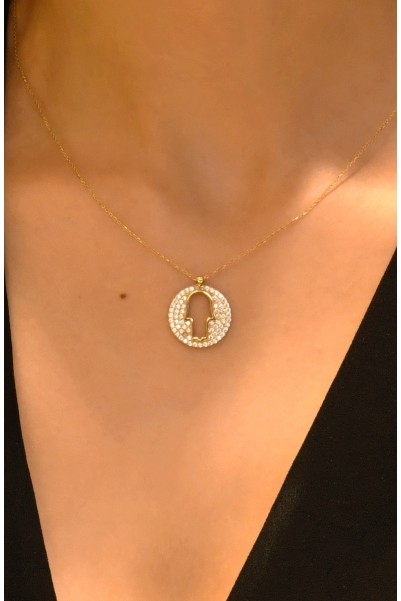 TAŞLI FATMA ANA ELİ KOLYE 14 AYAR A022002 TAŞLI FATMA ANA ELİ KOLYE 14 AYAR A022002