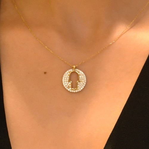 TAŞLI FATMA ANA ELİ KOLYE 14 AYAR A022002