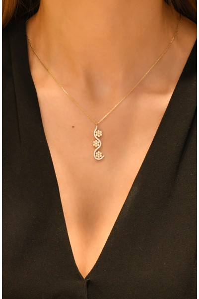 TAŞLI PAPATYA KOLYE 14 AYAR A026978 TAŞLI PAPATYA KOLYE 14 AYAR A026978