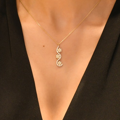 TAŞLI PAPATYA KOLYE 14 AYAR A026978 TAŞLI PAPATYA KOLYE 14 AYAR A026978