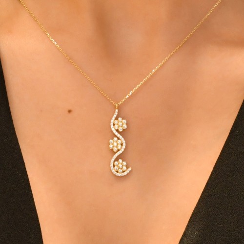 TAŞLI PAPATYA KOLYE 14 AYAR A026978 TAŞLI PAPATYA KOLYE 14 AYAR A026978