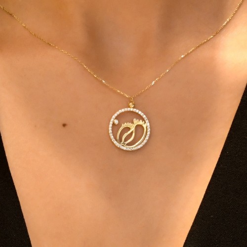 TAŞLI ANNE BEBEK AYAK İZİ 14 AYAR A042831 TAŞLI ANNE BEBEK AYAK İZİ 14 AYAR A042831