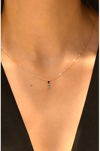 RENKLİ TAŞLI KOLYE 14 AYAR A056365 RENKLİ TAŞLI KOLYE 14 AYAR A056365