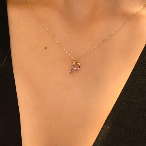 TAŞLI HARF KOLYE 14 AYAR A056366 TAŞLI HARF KOLYE 14 AYAR A056366