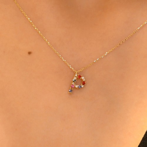 TAŞLI HARF KOLYE 14 AYAR A056366 TAŞLI HARF KOLYE 14 AYAR A056366