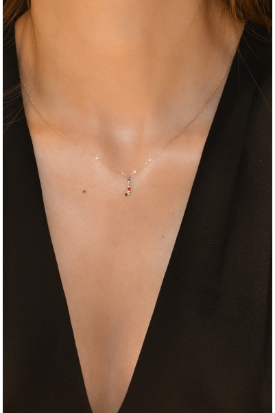 TAŞLI HARF KOLYE 14 AYAR A056368 TAŞLI HARF KOLYE 14 AYAR A056368