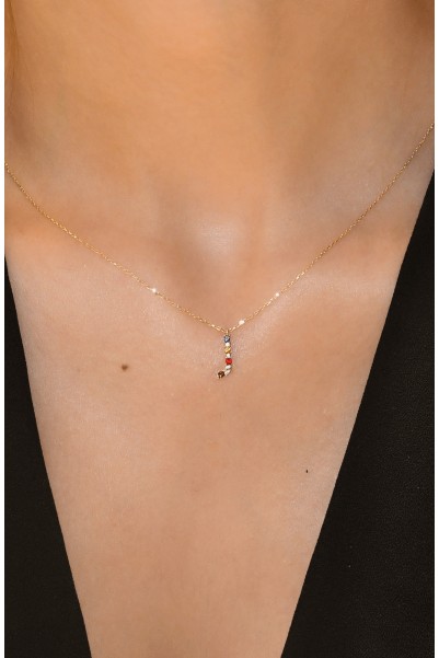 TAŞLI HARF KOLYE 14 AYAR A056368 TAŞLI HARF KOLYE 14 AYAR A056368