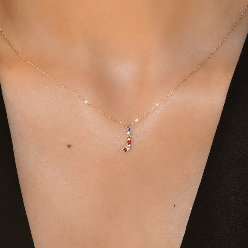 TAŞLI HARF KOLYE 14 AYAR A056368 TAŞLI HARF KOLYE 14 AYAR A056368