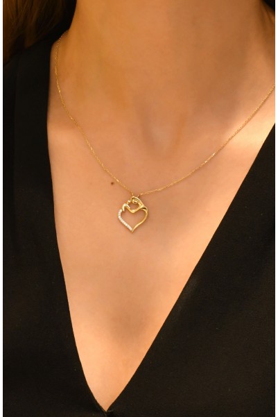 KALP ANNE VE BEBEK KOLYE 14 AYAR AT00857 KALP ANNE VE BEBEK KOLYE 14 AYAR AT00857