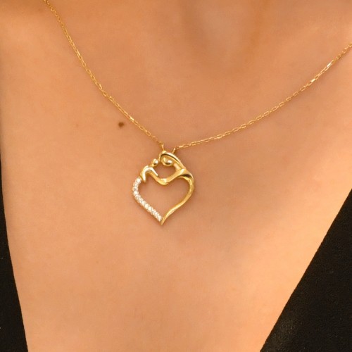 KALP ANNE VE BEBEK KOLYE 14 AYAR AT00857