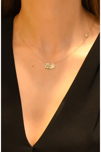 TAŞLI BEBEK AYAK İZİ KOLYE 14 AYAR ATS6700 TAŞLI BEBEK AYAK İZİ KOLYE 14 AYAR ATS6700