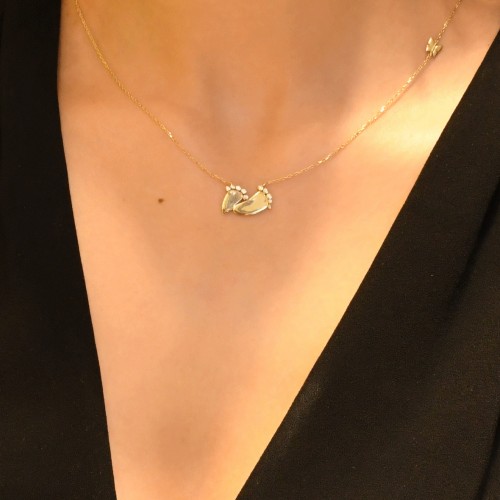 TAŞLI BEBEK AYAK İZİ KOLYE 14 AYAR ATS6700 TAŞLI BEBEK AYAK İZİ KOLYE 14 AYAR ATS6700