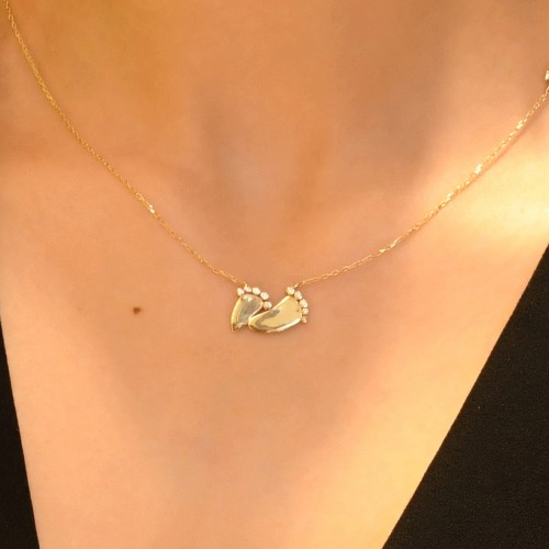 TAŞLI BEBEK AYAK İZİ KOLYE 14 AYAR ATS6700 TAŞLI BEBEK AYAK İZİ KOLYE 14 AYAR ATS6700