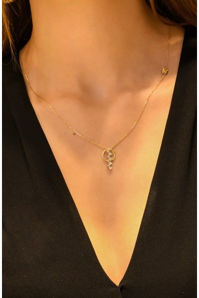 TAŞLI TASARIM KOLYE 14 AYAR ATS7747 TAŞLI TASARIM KOLYE 14 AYAR ATS7747