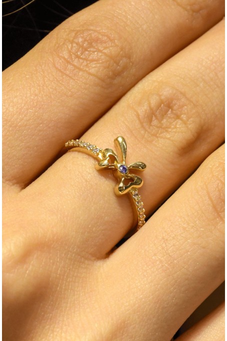 TAŞLI KELEBEK YÜZÜK 14 AYAR A058890