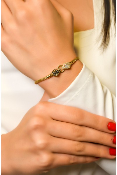 TAŞLI YILAN BAŞI TASARIM BİLEKLİK 14 AYAR A040728