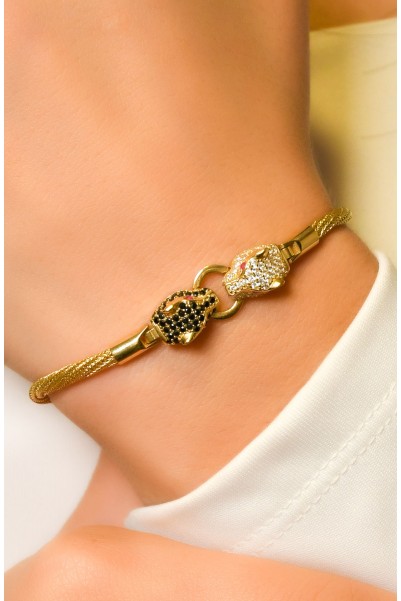 TAŞLI YILAN BAŞI TASARIM BİLEKLİK 14 AYAR A040728