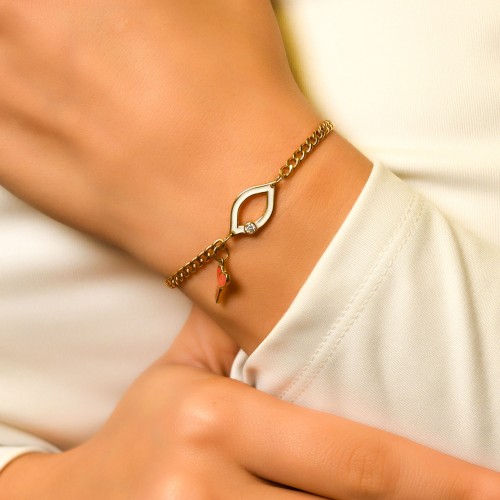 MİNELİ KALP ANAHTAR TASARIM BİLEKLİK 14 AYAR A050925 MİNELİ KALP ANAHTAR TASARIM BİLEKLİK 14 AYAR A050925