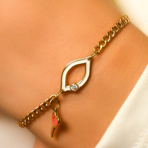 MİNELİ KALP ANAHTAR TASARIM BİLEKLİK 14 AYAR A050925 MİNELİ KALP ANAHTAR TASARIM BİLEKLİK 14 AYAR A050925